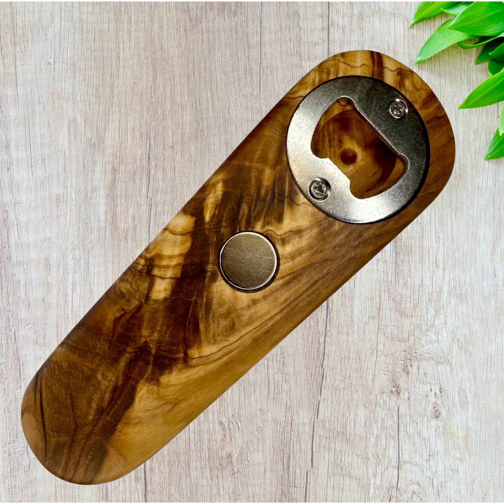 Bottle opener with magnet - olivewood Reigada Woodworking