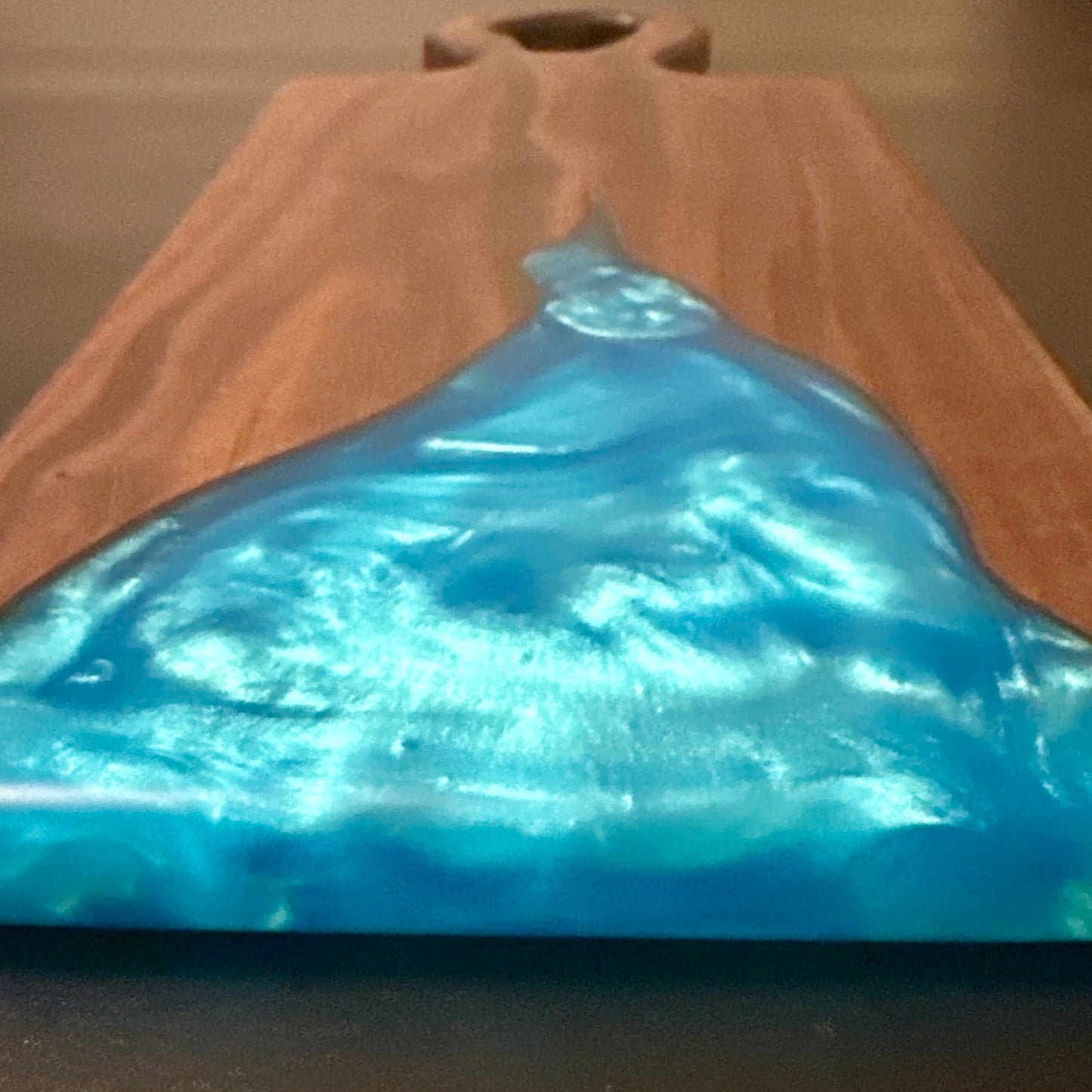 Wood and Epoxy Charcuterie Board - Walnut wood with Turquoise Reigada Woodworking