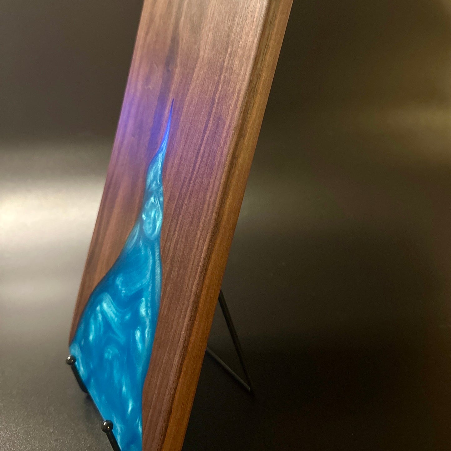 Wood and Epoxy Charcuterie Board - Walnut wood with Turquoise Reigada Woodworking