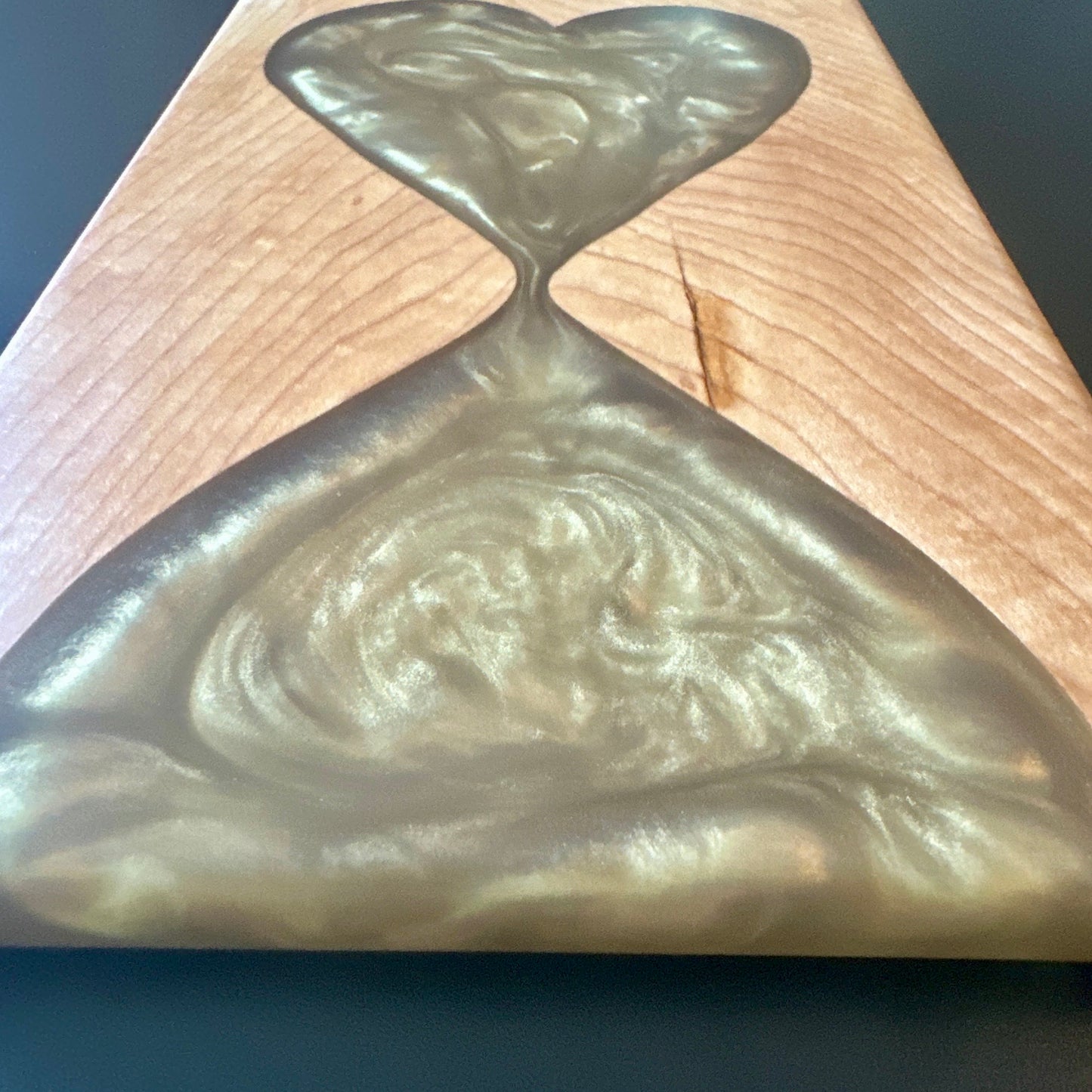 Charcuterie Board - Hard Maple with golden quartz epoxy Reigada Woodworking