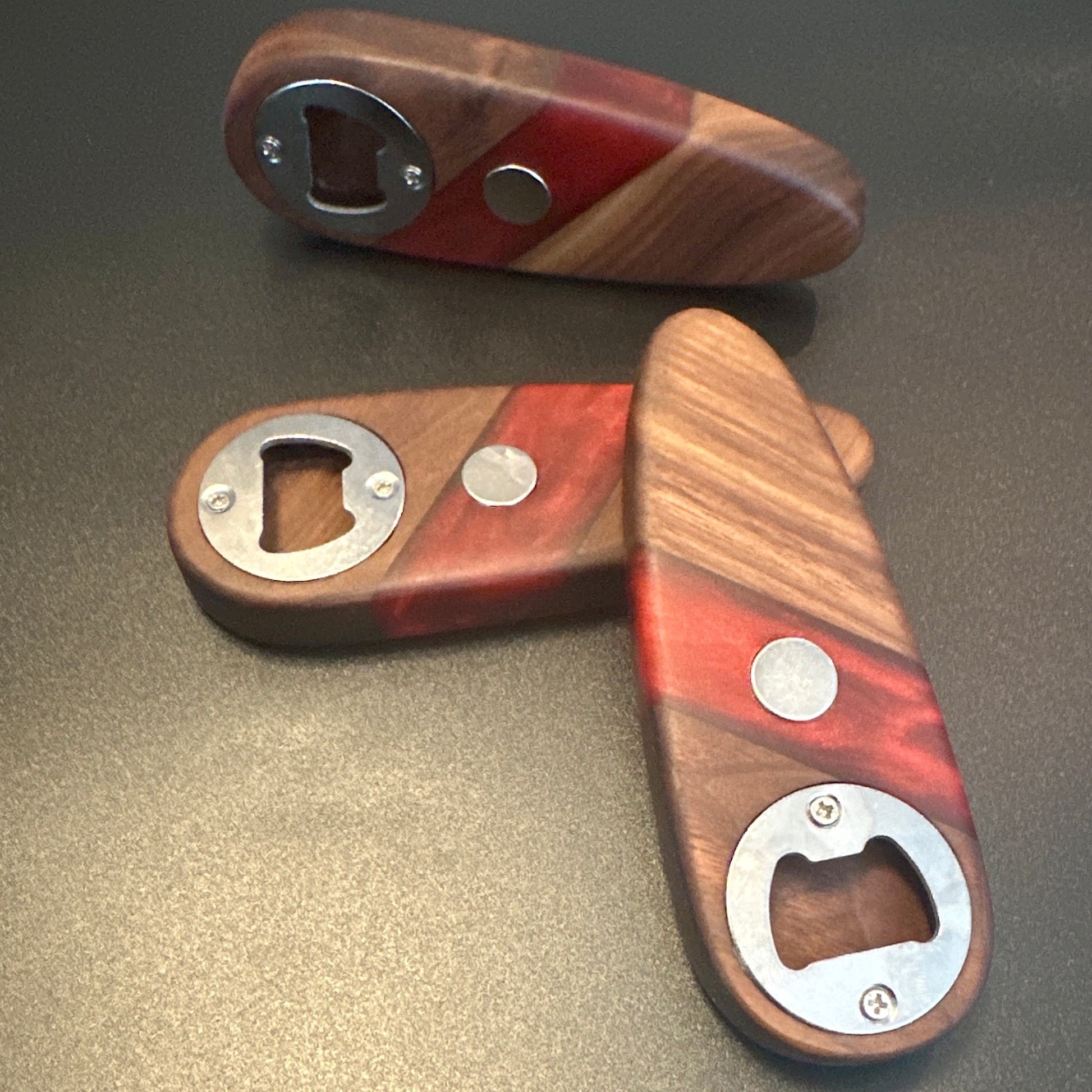 Bottle Openers - Walnut with Yamagata Red Epoxy Reigada Woodworking