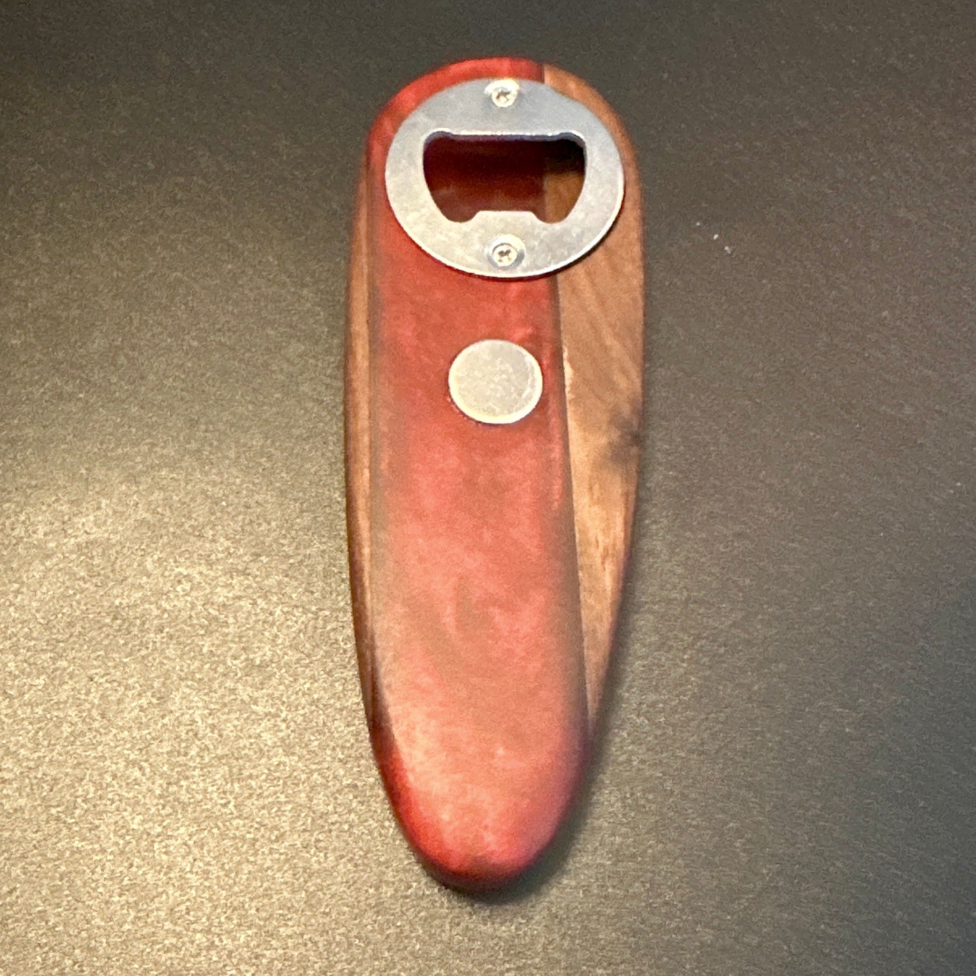 Bottle Opener - Walnut with Yamagata Red Epoxy Reigada Woodworking