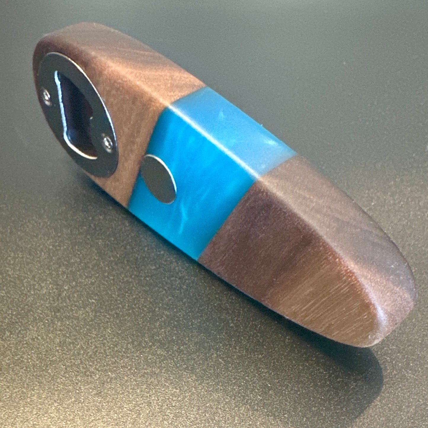 Bottle Openers - Walnut with Turquoise Blue Epoxy Reigada Woodworking