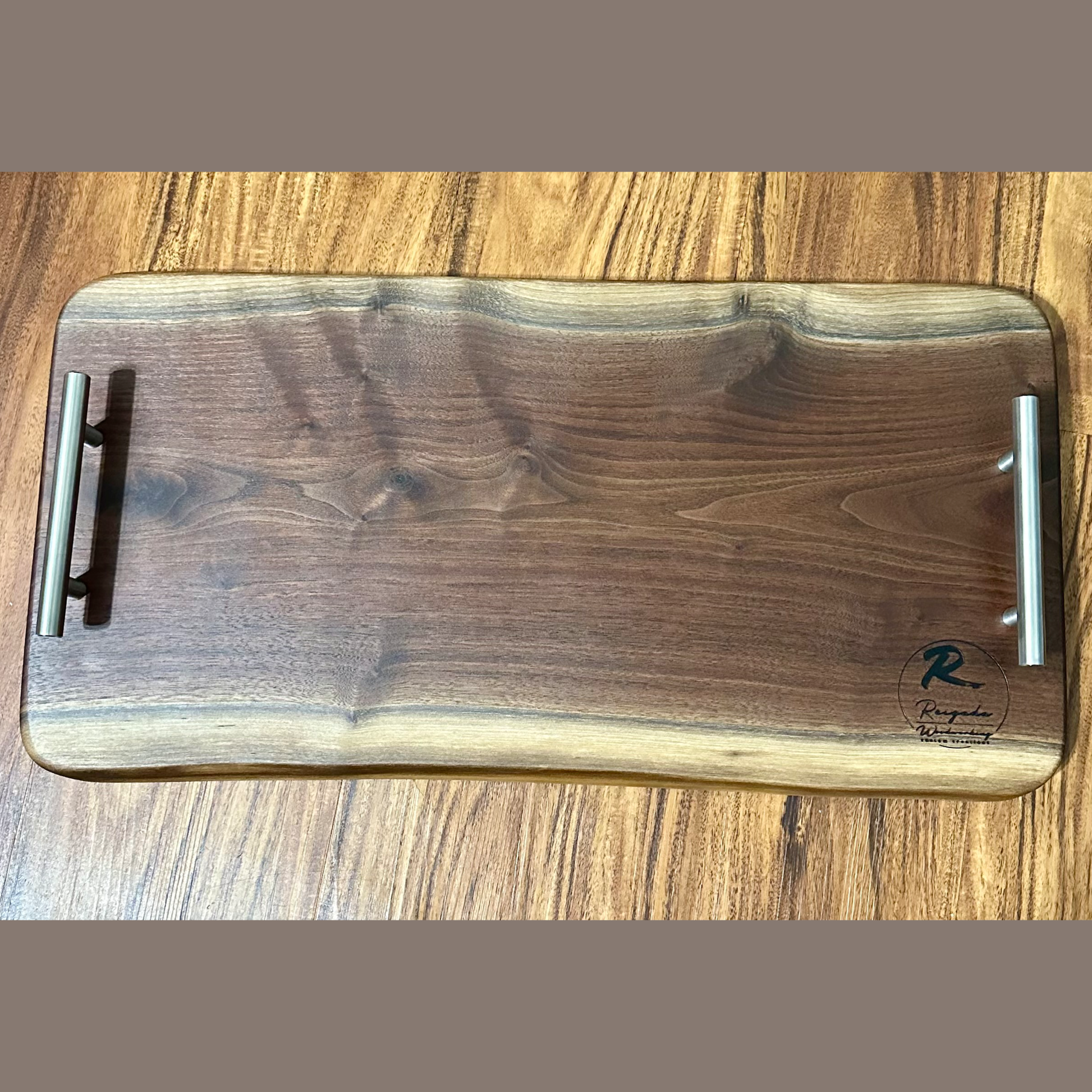 Walnut Charcuterie Board - Rustic Live edge Reigada Woodworking