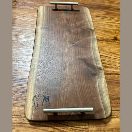 Walnut Charcuterie Board - Rustic Live edge Reigada Woodworking