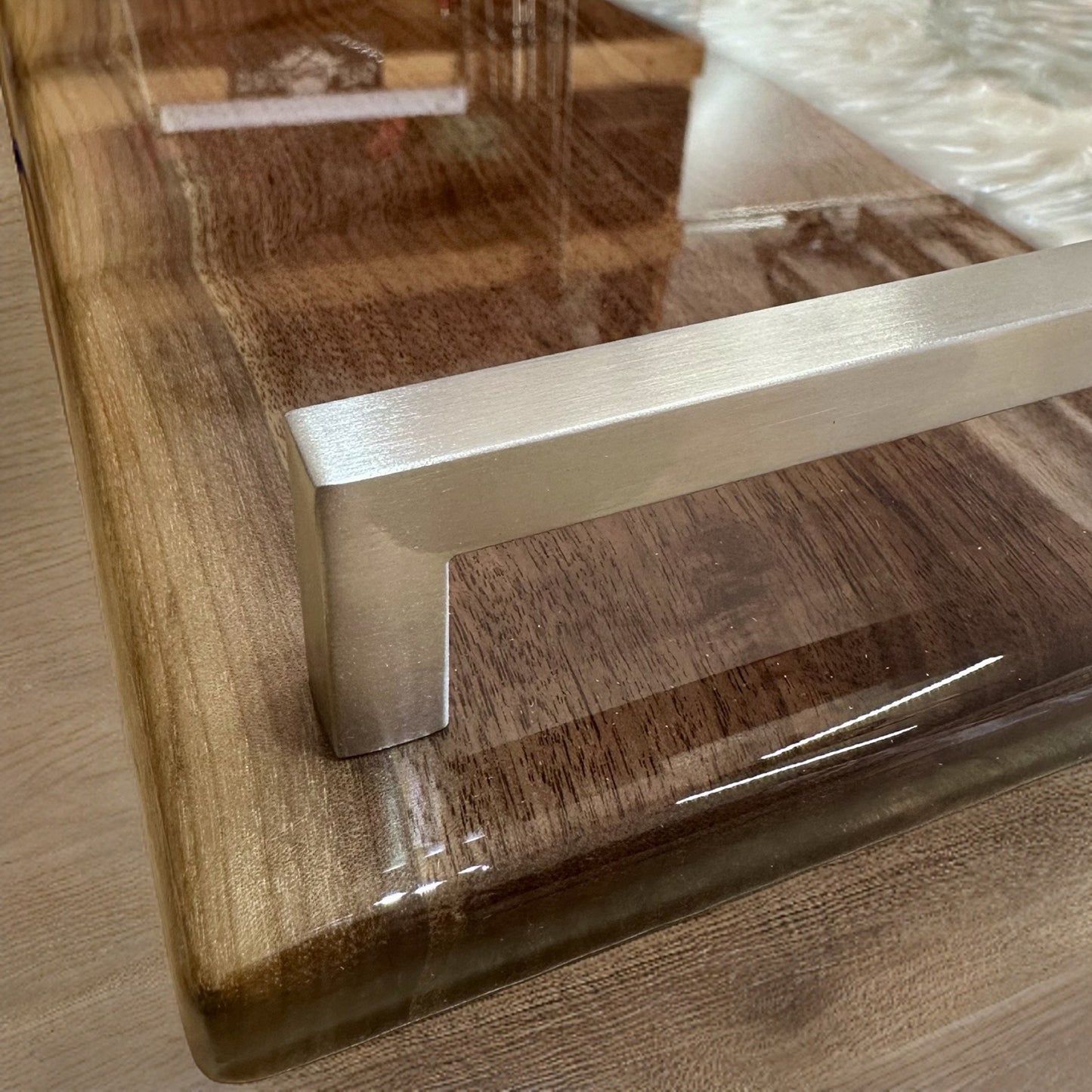 Charcuterie Serving Tray - Walnut with White Pearl Reigada Woodworking