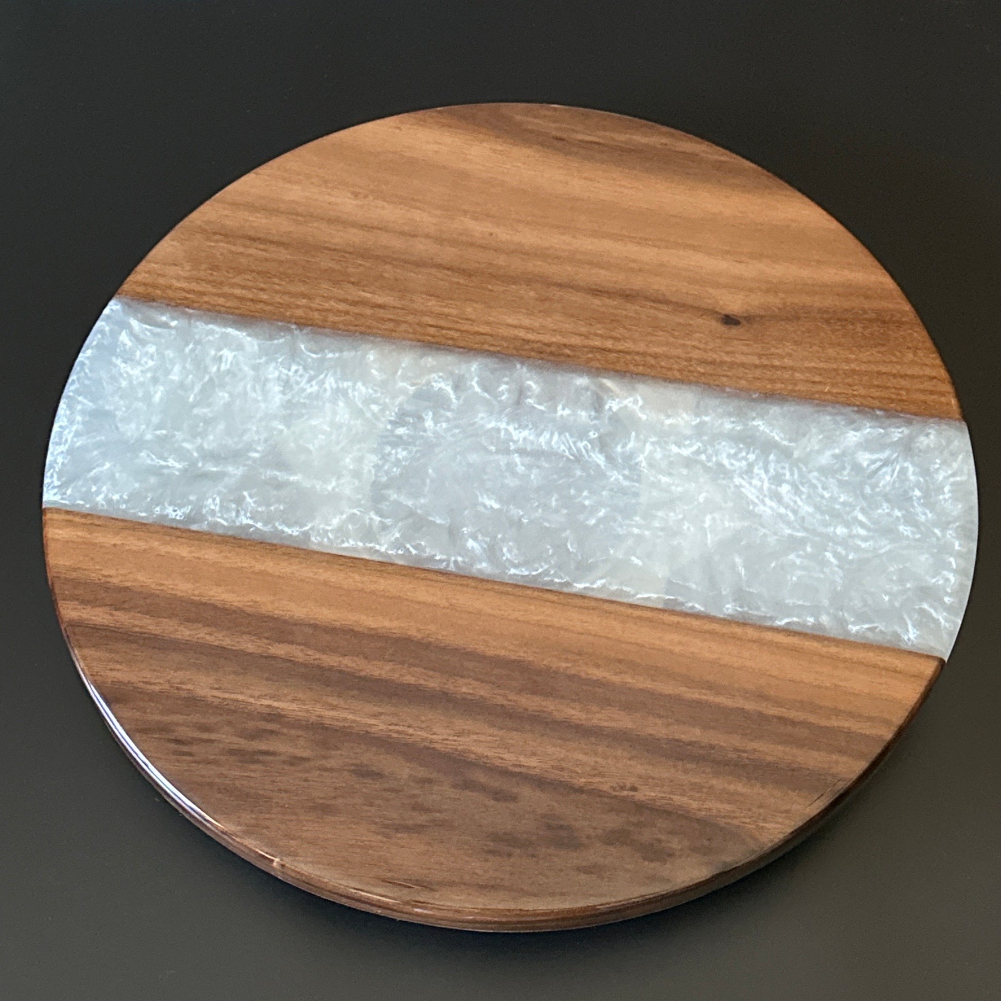 Lazy Susan - Walnut with White Pearl epoxy Reigada Woodworking