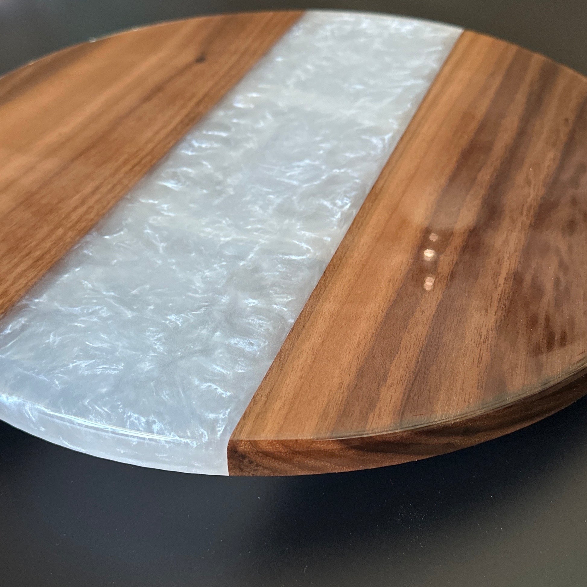 Lazy Susan - Walnut with White Pearl epoxy Reigada Woodworking