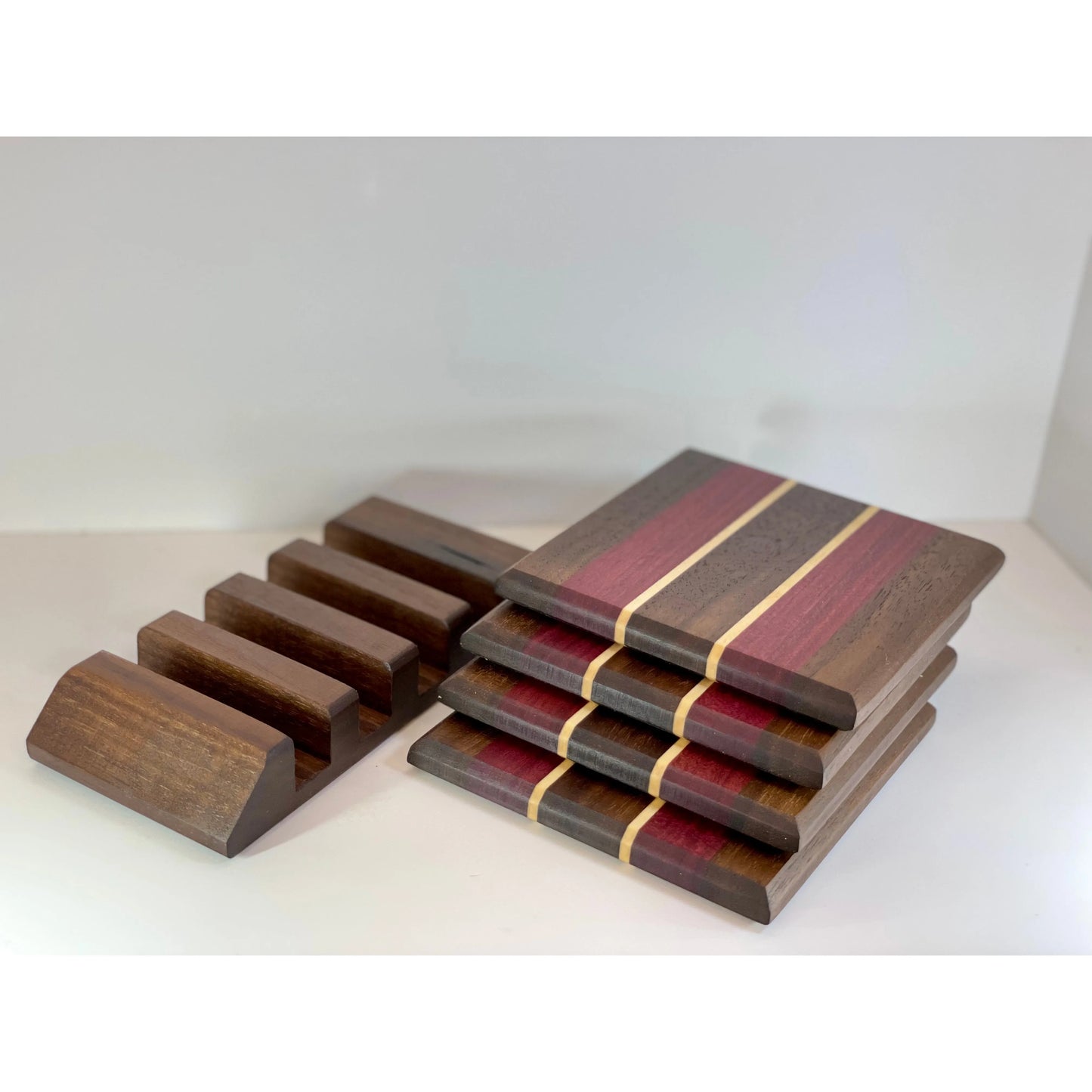 Coaster set with Display stand Reigada Woodworking