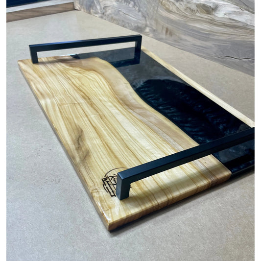 Serving Tray - Olive Wood with Black Reigada Woodworking