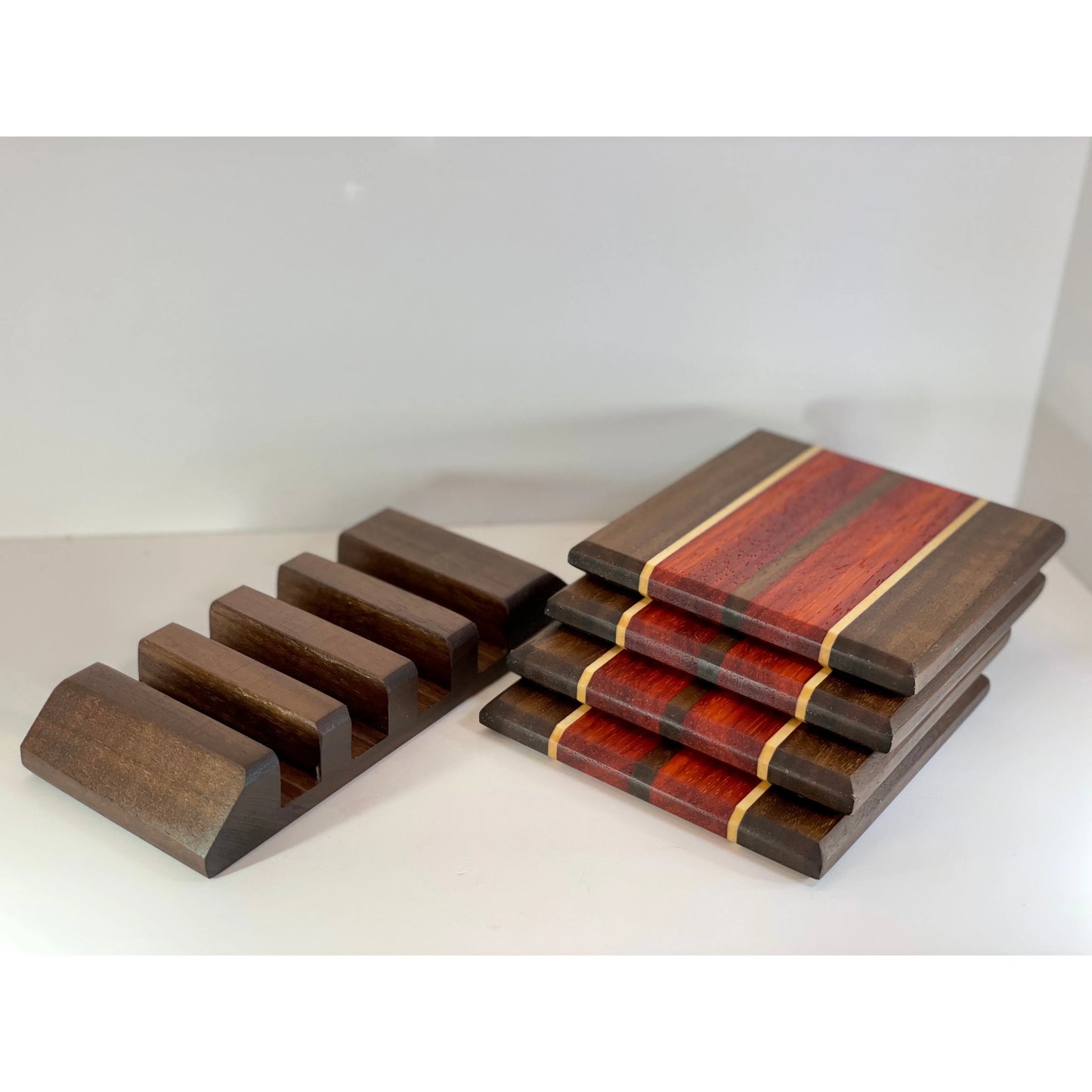 Coaster set with Display stand Reigada Woodworking