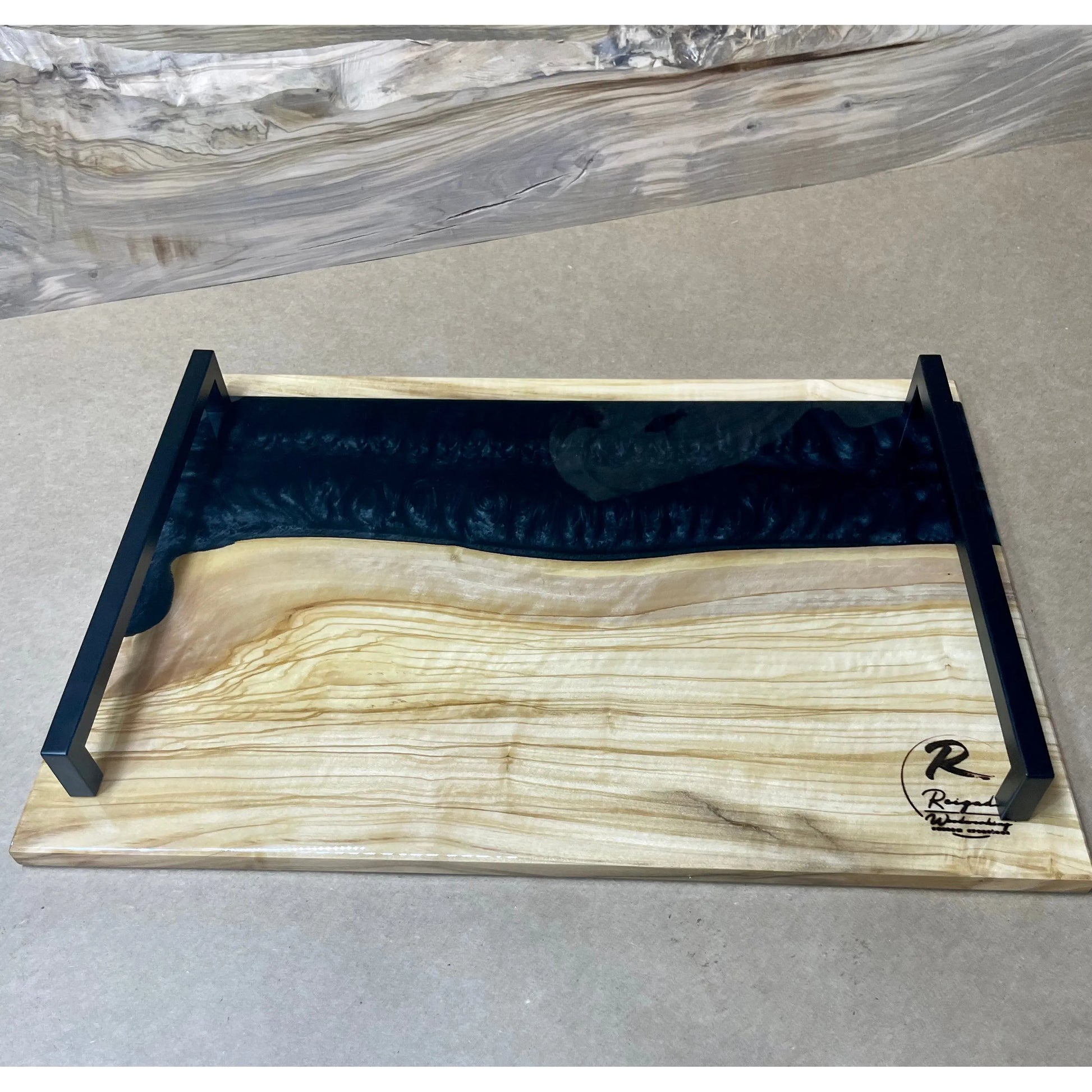 Serving Tray - Olive Wood with Black Reigada Woodworking