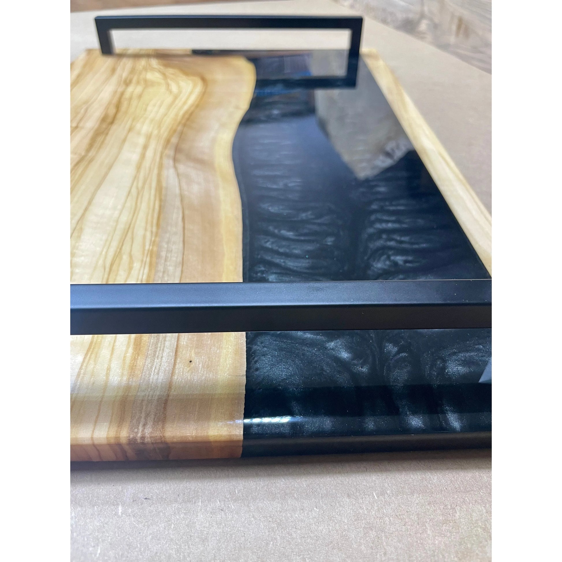 Serving Tray - Olive Wood with Black Reigada Woodworking