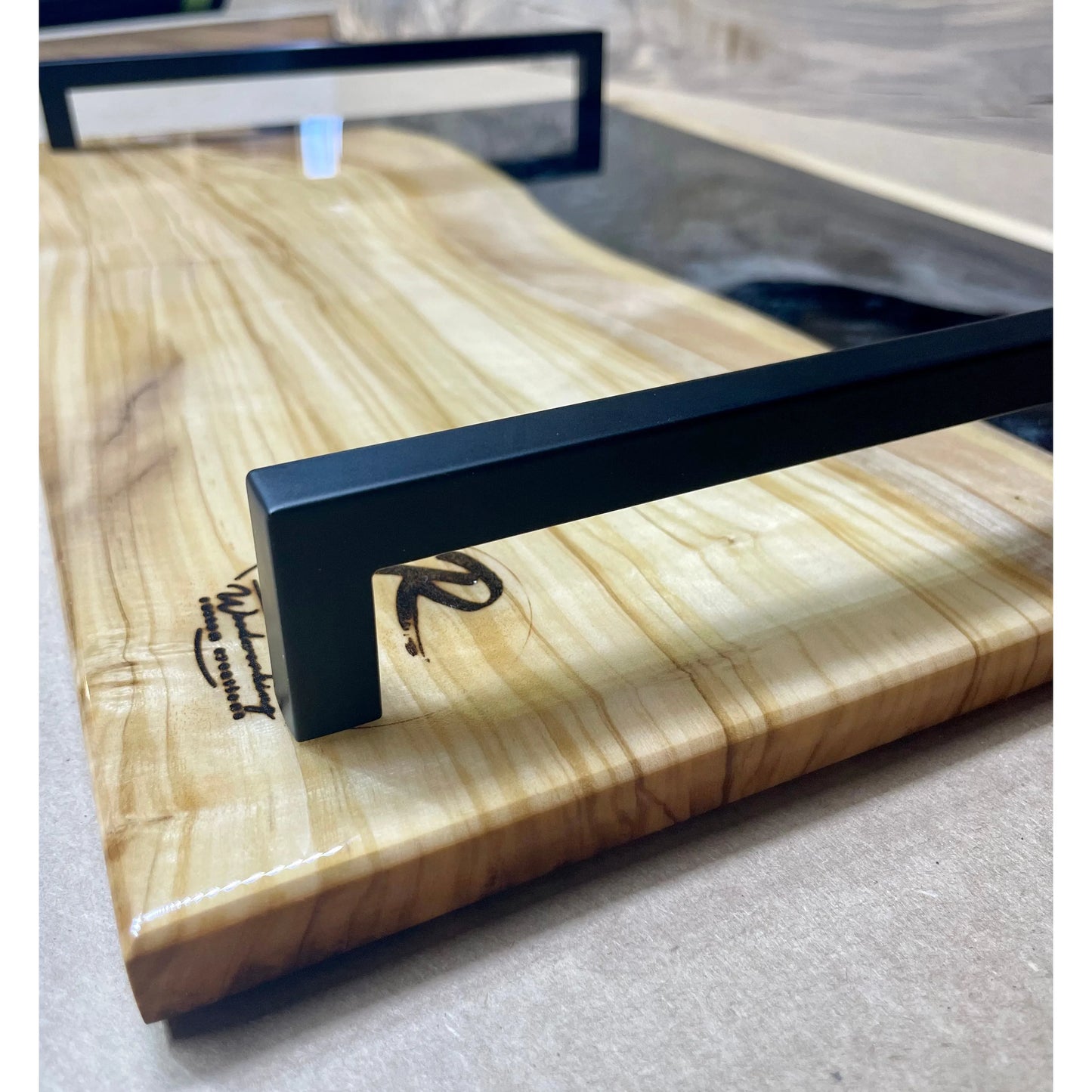 Serving Tray - Olive Wood with Black Reigada Woodworking