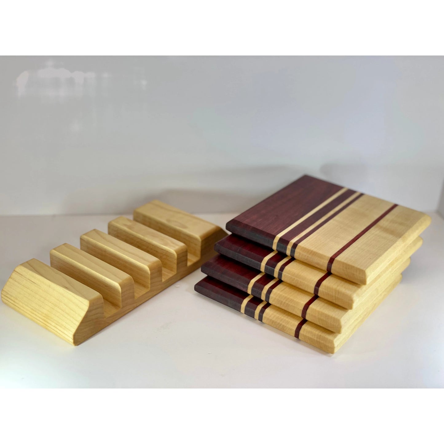 Coaster set with Display stand Reigada Woodworking