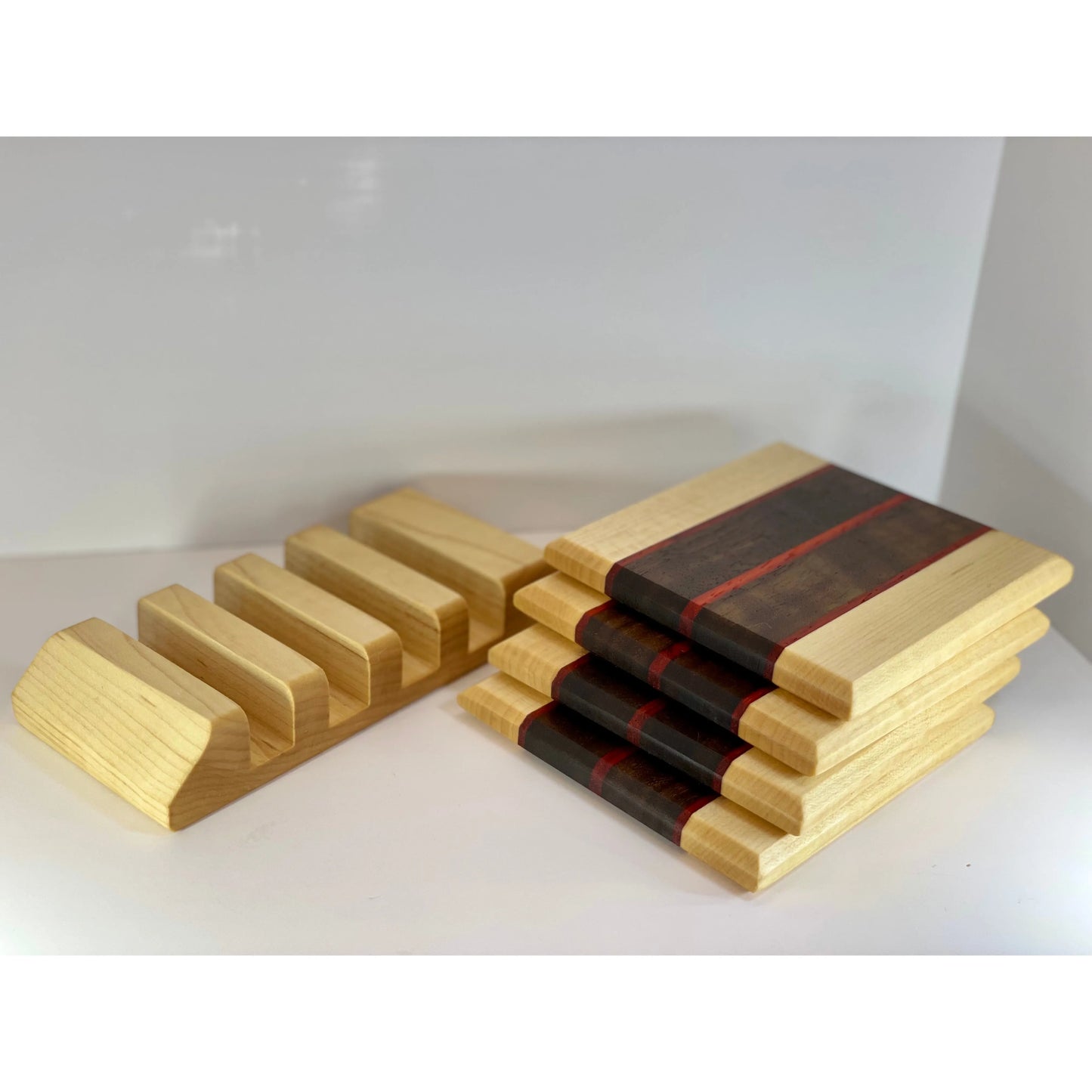 Coaster set with Display stand Reigada Woodworking